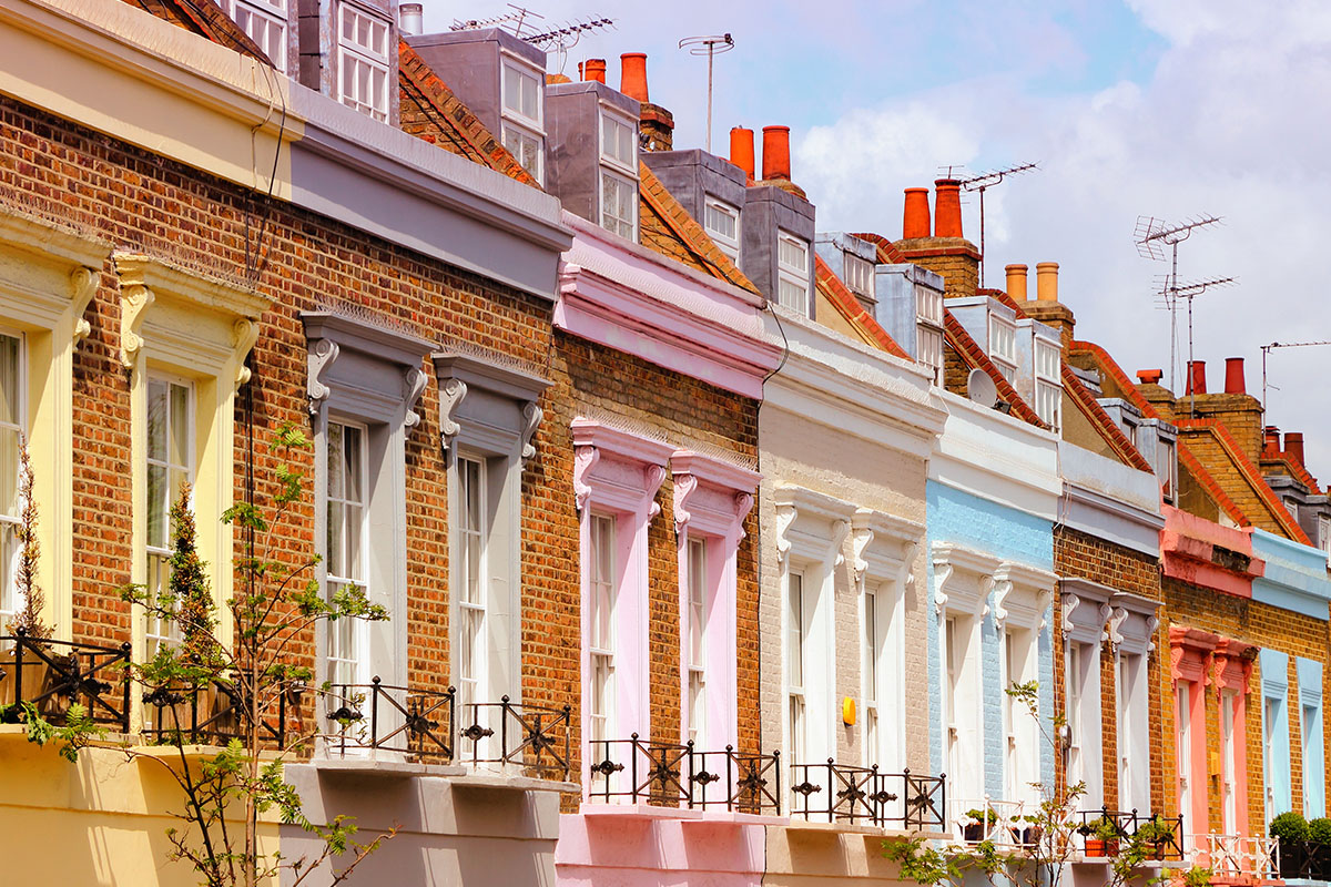 Row of colourful houses